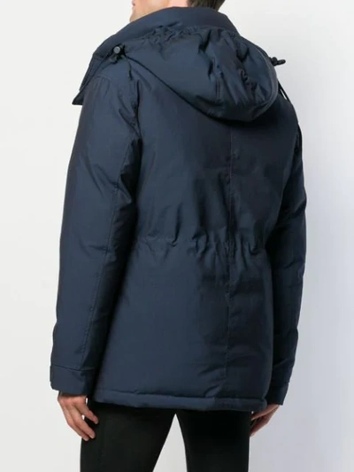 Shop Sandro Polar Hooded Parka Coat In Blue