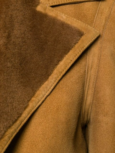 Shop Ami Alexandre Mattiussi Shearling Jacket With Patch Pockets In Brown
