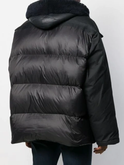 Shop Yves Salomon Hooded Padded Coat In Black