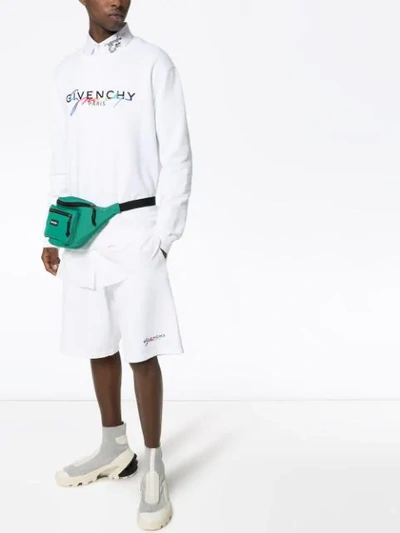 Shop Givenchy Logo Embroidered Sweatshirt In White