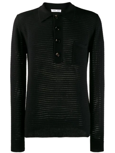Shop Cmmn Swdn Curtis Knitted Polo Shirt In Black