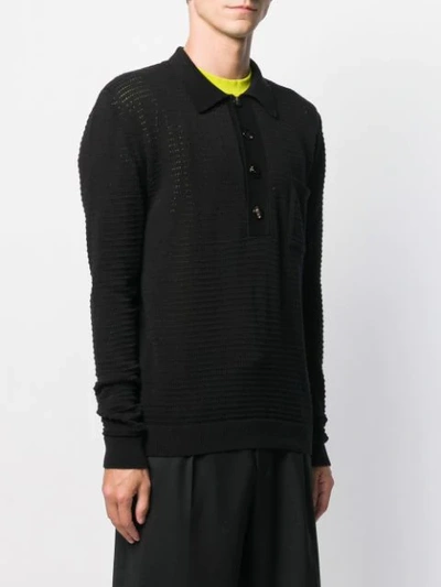 Shop Cmmn Swdn Curtis Knitted Polo Shirt In Black