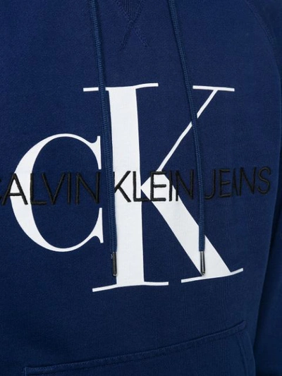 Shop Calvin Klein Jeans Est.1978 Embroidered Logo Hoodie In Blue