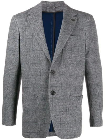 Shop Canali Check-print Blazer In Grey