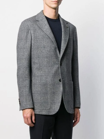 Shop Canali Check-print Blazer In Grey