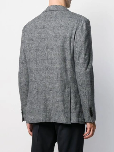 Shop Canali Check-print Blazer In Grey