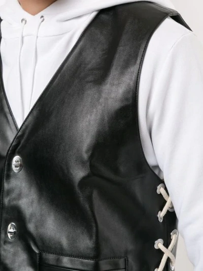 Shop Walk Of Shame Faux-leather Tie-fastening Waistcoat In Black