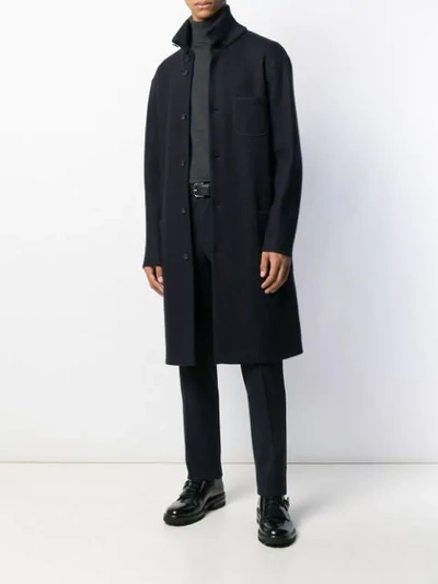 Shop Giorgio Armani Long Buttoned Coat In Black
