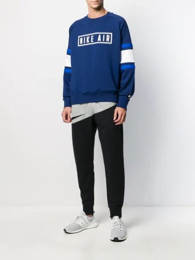 Shop Nike Horizontal-panels Logo Sweatshirt In Blue