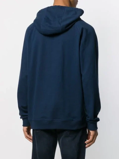 Shop Missoni Graphic Print Fitted Hoodie In Blue