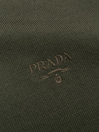 Shop Prada Ribbed Crew Neck Jumper In Green