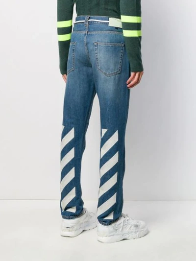 Shop Off-white Diagonals Print Jeans In Blue