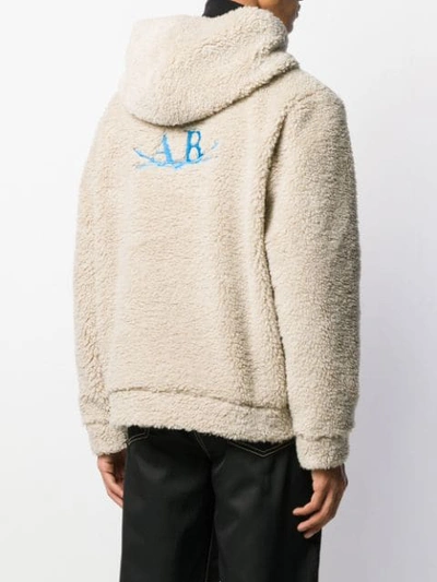 Shop Anton Belinskiy Embroidered Teddy Hoodie In Beige