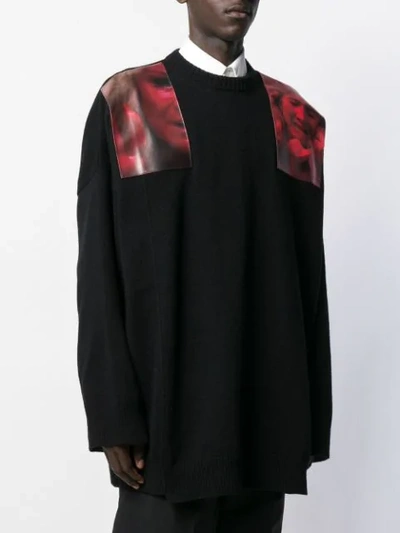 Shop Raf Simons Shoulder-patch Knitted Sweater In Black