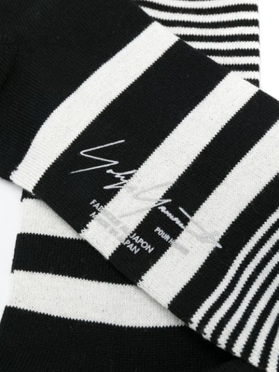 Shop Yohji Yamamoto Stripe Print Socks In Black ,neutral