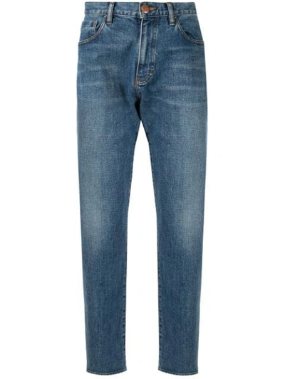 Shop Giorgio Armani Stonewashed Tapered Jeans In Blue