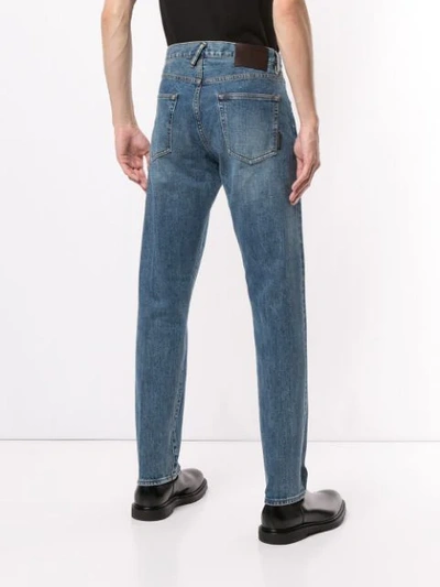 Shop Giorgio Armani Stonewashed Tapered Jeans In Blue