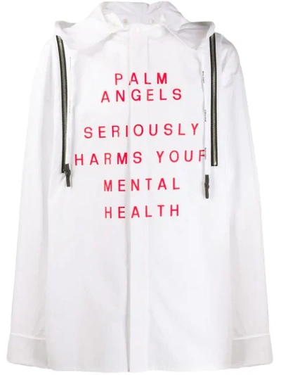 Shop Palm Angels Hooded Printed Shirt In White