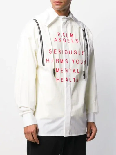 Shop Palm Angels Hooded Printed Shirt In White