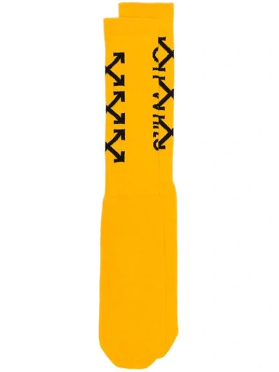 Shop Off-white Arrow Logo Socks In Yellow