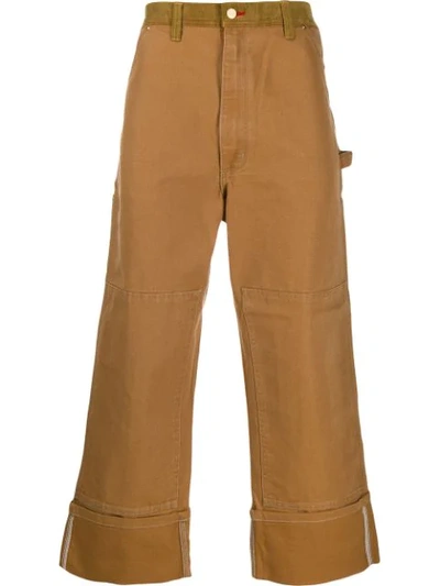 Shop Comme Des Garçons X Carhartt Wide Leg Cargo Trousers In Brown