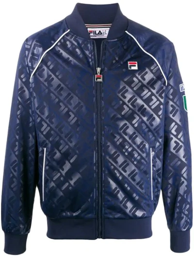 Shop Fila Logo Print Sports Jacket In 003 Blue