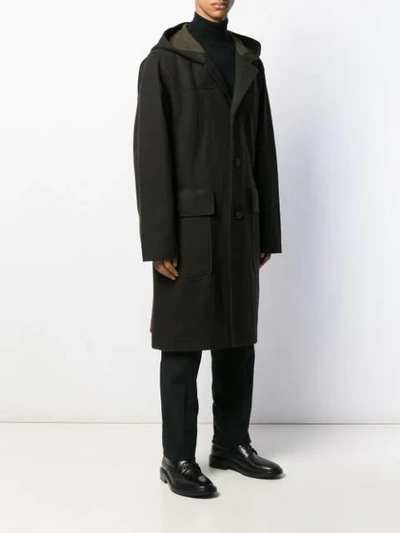 Shop Issey Miyake Oversized Hooded Coat In Green