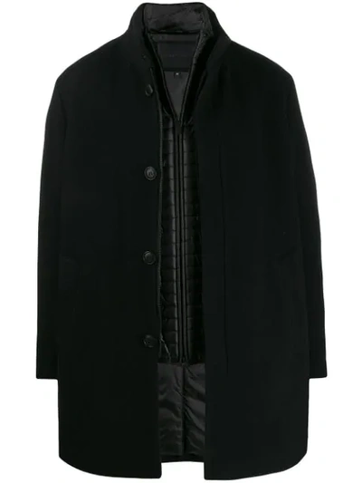 Shop Emporio Armani Colour Block Single Breasted Coat In Black