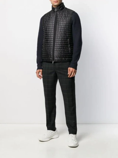 Shop Emporio Armani Colour Block Single Breasted Coat In Black