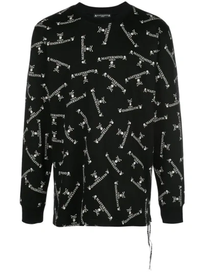 Shop Mastermind Japan All-over Logo Skull Print Sweatshirt In Black