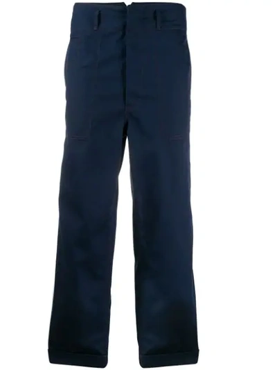 Shop Marni Wide Leg Cargo Trousers In Blue