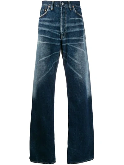 Shop Yohji Yamamoto Wide-leg Jeans In Blue