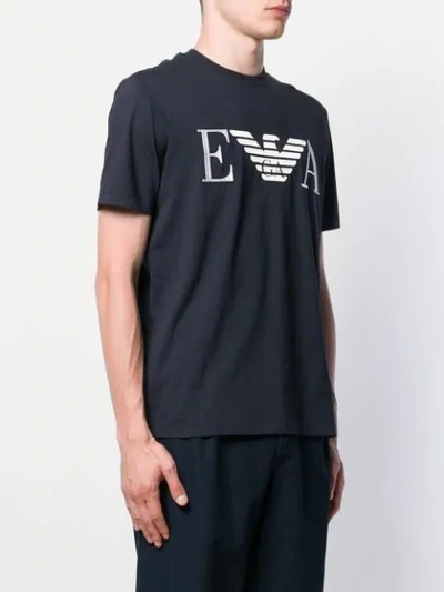 Shop Emporio Armani Printed Eagle Logo T-shirt - Blue