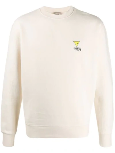 Shop Maison Kitsuné Crew Neck Sweatshirt In White