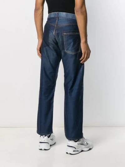Shop Junya Watanabe Mid Rise Straight Leg Jeans In Blue