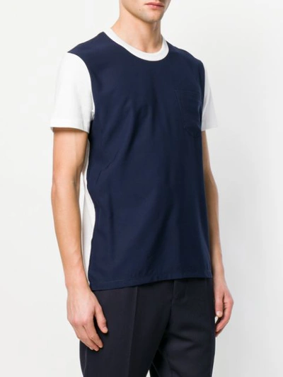 Shop Ami Alexandre Mattiussi Crew Neck T-shirt Contrasted Fabric Front Panel In White