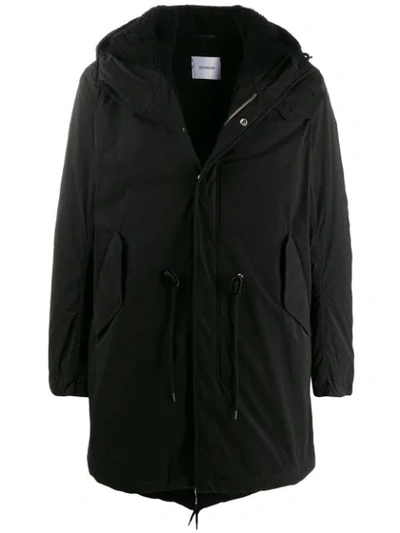 Shop Dondup Drawstring Hood Parka Coat In Black