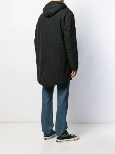 Shop Dondup Drawstring Hood Parka Coat In Black