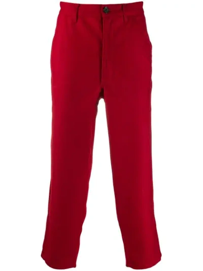 Shop Comme Des Garçons Shirt Straight-fit Trousers In Red