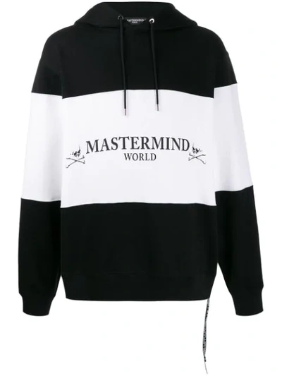 Shop Mastermind Japan Oversized Colour-block Hoodie In Black