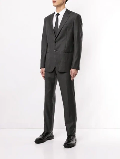 Shop Giorgio Armani Two Piece Pinstripe Suit In Grey