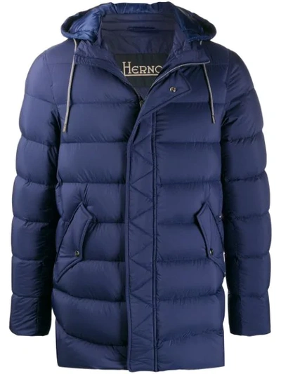 Shop Herno Hooded Padded Jacket In Blue