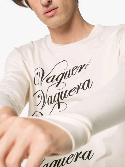 Shop Vaquera Logo Print Long-sleeved T-shirt In Neutrals
