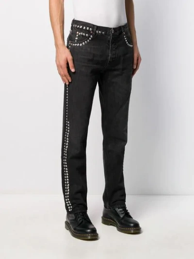 Shop Martine Rose Studded Low-rise Straight Jeans In Black
