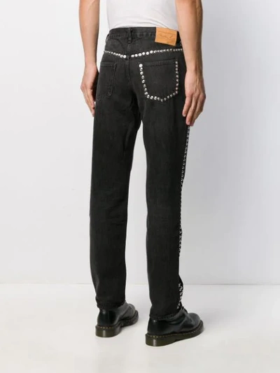 Shop Martine Rose Studded Low-rise Straight Jeans In Black