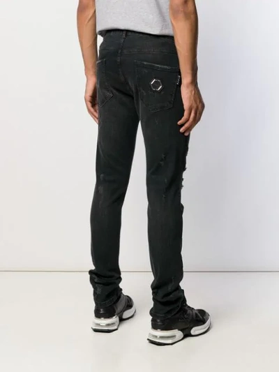 Shop Philipp Plein Distressed Slim-fit Jeans - Grey