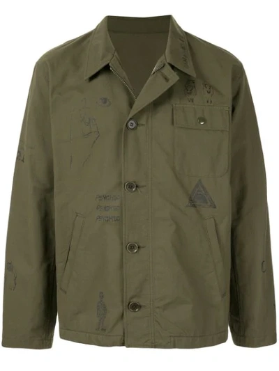 Shop Johnundercover Psychic-print Shirt Jacket In Green