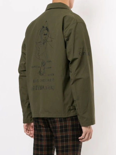Shop Johnundercover Psychic-print Shirt Jacket In Green