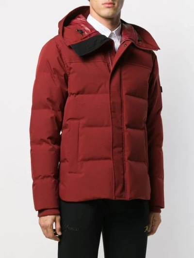 Shop Kenzo Hooded Logo Patch Padded Jacket In Red