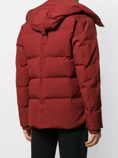 Shop Kenzo Hooded Logo Patch Padded Jacket In Red